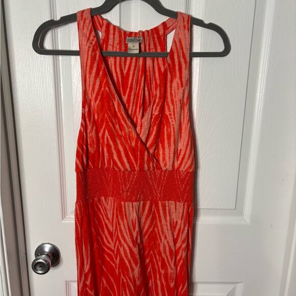 Lucky Brand Orange Sleeveless Wrap Maxi Halter Dress Size Medium - Picture 2 of 7